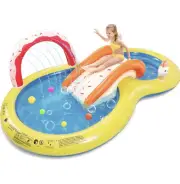 Inflatable Kiddie Pool, 101” X 57” X 24” Play Center with Detachable Slide