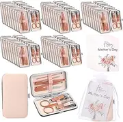 Lasnten 30 Sets Mothers Day Gifts Bulk Manicure Kit Nail Set Nail Clippers and Beauty Tools Portable Set Stainless Steel Manicure Beauty Pedicure Tool Kit for Mother's Day Women's Day (Rose Gold)