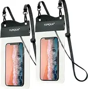 Large Waterproof Phone Bag 2 Pack, IPX8 Waterproof Phone Pouch Compatible with iPhone 14 13 12 11 Pro Max/8 Plus Galaxy S23 Ultra S22 S20+ Pixel 4 XL up to 7.5 Inch, Black