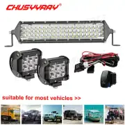 For Can-Am Maverick X3 MAX Turbo 12" Curved LED Light Bar Roof + 4'' Cube Pods