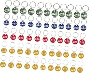 [outret] 50pcs Rings Set Digital License Plate Stainless Steel Ring Set Metal Key Tags Number Key Tags 1-50 Numbered Key Ring Storage Tags CD Number Plate Small Key Locker Listing