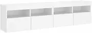 'vidaXL Wall-Mounted TV Cabinets with Vibrant LED Lights - White Engineered Wood Storage Units for Living Room - 80x30x40 cm Pack of 2