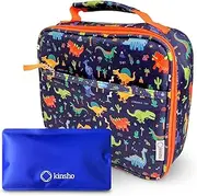 Dinosaur Lunch Box with for Boys with Ice Pack, Insulated Bag for Toddlers Kids Girls Baby Boy Daycare Pre-School Kindergarten, Container Boxes for Small Kid Snacks Lunches, BPA Free, Blue Orange Dino