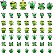 domoi 48 PCS Frog Charms for Jewelry Making Bulk Cute Animal Pendants Green Frog Keychain Charms Small Jewelry Making Charms