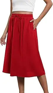 [Generic] Cat Skirt Plus Set for Girls Summer Flowy Floral Midi Skirts with Pockets Lightweight Drawstring High Waisted Skirts Suspenders Skirt Lingerie Skirt