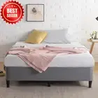 Queen Bed Frame, Upholstered Base Ensemble, Dark Grey