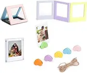 Berfea Magnetic Photo Frame Mini Album Colorful Fridge Sticker Compatible with Polaroid Fujifilm Instax Square SQ40 SQ1 SQ6 SQ20 SQ10 Instant Camera 7 Frames and 6 Clip Holder