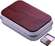 [Lorxilar] Cigarette Case Wood Carrying Box Portable Metal Cigarette Case for Hold 20 Regular Size Cigarette,One Size,Red