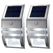Solar Wall Light 2Pcs Wireless Motion Sensor Solar 2 LED Wall Outdoor Garden Light
