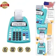 Upgraded 2024 Light Blue Printing Adding Machine - Efficient Desk Calculator