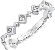 Stackable Ring for Women with Diamond Accented Alternating Diamond Shapes in 925 Sterling Silver or 18k Yellow Gold Vermeil 1/20ct (I-J, I3), by Keepsake