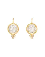 Temple St. Clair 18K Yellow Gold Moonface Earrings with Rock Crystal and Diamond Granulation