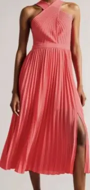 Ted Baker Loueli Pleated Cross Knit Bodice Sz2 Med