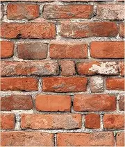 Faux Brick Peel and Stick Wallpaper 17.7" x 393" Contact Paper for Cabinets 3D Brick Wall Backdrop Self-Adhesive Wallpaper Red Brick Textured Vintage Removable Wallpaper for Fireplace Kitchen Vinyl
