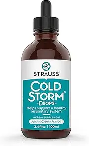 Strauss Naturals Coldstorm Drops – Immune & Respiratory Systems Support Supplements with Arctic Cherry Flavor, Natural Formula, Gluten-Free, Soy-Free, and Non-GMO, 3.4 fl oz