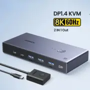 DP 1.4 Switch 8K 60Hz KVM Switch 2 PCs Sharing Display Printer Mouse DP Cable