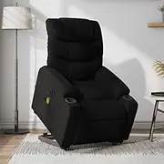 Electric Power Lift Massage Recliner Chair for Elderly, Black Fabric Upholstery, USB Port, Ideal for Living Room