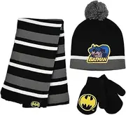 [DC Comics] Winter Hat, Scarf and Toddler Mitten, Batman Cold Weather Beanie for Boys Ages 2-4