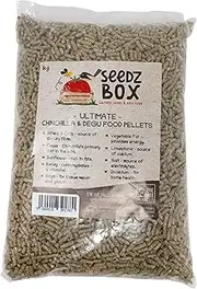 Chinchilla & Degu Food Pellets 1kg - Complementary Feeding stuff For Chinchillas & Degus - Feed To Appetite With Hay & Water - Wheat, Oats, Grass, Sunflower, Barley, Limestone, Binder - Seedzbox