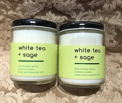 Bath & Body Works WHITE TEA & SAGE Medium Candle Set (7oz) Each