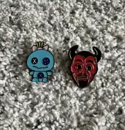 Set of Two Enamel Pins - Devil & Doll