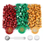 360 Pieces Sealing Wax Beads Kit, Red God Green Christmas Sealing Wax with Candl