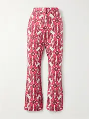 [La DoubleJ] La DoubleJ - 24/7cropped Printed Stretch-cotton Tweed Flared Pants - small small Red
