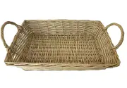 Wicker Tray Basket with Handles Rectangular 18 x 12.5 x 4" Natural Color