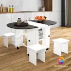Dining Table Set 4 Chairs 5 Piece Folding Extendable Outdoor Furniture Wheels