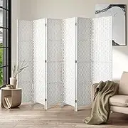 Oikiture 6 Panel Room Divider Privacy Screen White