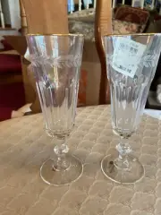 2 Vintage Gold Rimmed Stemware Glasses