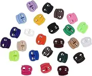DOITOOL 25pcs Spring Cord Locks Durable Plastic Drawstring Stoppers with Mixed Colors for Easy Installation and Secure Fastening for Shoeslaces Bags and Clothing Accessories