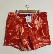 NEW AFL Size 3XL Mens Sydney Swans Aloha Hawaiian Swim Shorts Rust Orange Floral
