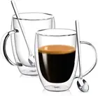 Double Wall Glass Coffee Mugs, 12 Oz Clear Coffee Mugs with Handle, Insulated Gl