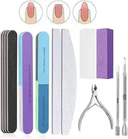 MUEYAN Nail File Set,13 Pcs Nail Files Block 7 Ways Buffer Block Buffer Block Sponge Polished, Come with Cuticle Nipper and Pusher for Dead Skin Nail Trimming Manicure Tools