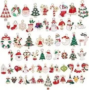 [HAPINARY] 63pcs Christmas Ornaments Christmas Decor Jewelry Making Accessories Pendant Clasp for Necklace Xmas Pendant Earring DIY Charms Snowflake Charm Lovely Pendants Keychain Charm Alloy