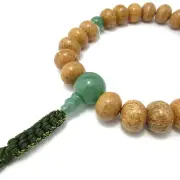 Indian Bodhi tree Wood & Green Aventurine Jade Japan Juzu Buddhist Mala Rosary