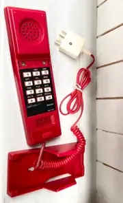 1 x Vintage Handheld Telephone RED New In Box Press Button Dial
