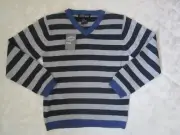 Boys Urban by Pumpkin Patch stripe knit v-neck cotton jumper Size 6 NWT