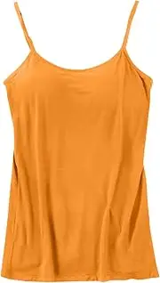[Generic] Women's Fashion Blouses Adjustable Camisole With Frame Bra Stretch Undershirt Business Shirts (Orange, S)