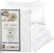 100% Cotton Zippered 4-Pack Pillow Protector Pillowcase Encasement Cover 300TC