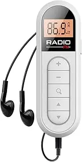 Fahgaer Mini Pocket FM Radio 300MAh Rechargeable Portable 76-108MHZ Radio with Backlight LCD Display Wired 3.5mm Headphones