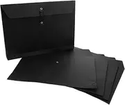 TEHAUX Sturdy Paper Document Bag A4 Black Card Folder String Tie Closure for Business Use