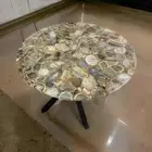 Natural Agate Stone Coffee Table Top Handmade Round Shape Patio Table Decors