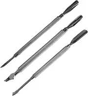 CRILSTYLEO 3pc Set Stainless Steel Cuticle Pusher Nail Polish Cleaner for Exfoliating Manicure Ergonomic Design