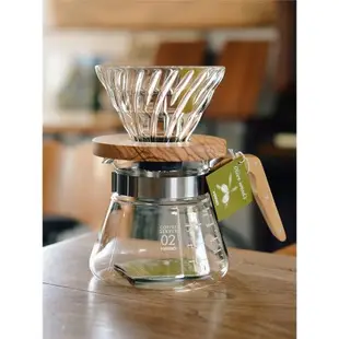日本v60濾杯hario手沖咖啡過濾杯玻璃橄欖木分享壺手沖壺咖啡壺