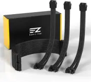 EZDIY-FAB PSU Cable Extension Sleeved Custom Mod GPU PC Power Supply Black