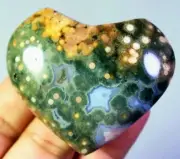 Top ! Natural Round Eye Ocean Jasper Agate Quartz Crystal Stone Heart Specimen