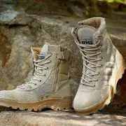 Rhafayre Desert Tactical Military Boots Special Force Uniform Work Safety Shoes Men Women Army Zipper Combat Boots Sneakers 46