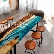 40"x15" Ocean wave Console Bar Dining Table Luxury Counter Top Furniture Home